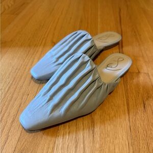 Sam Edelman Light Gray Pleated Mules